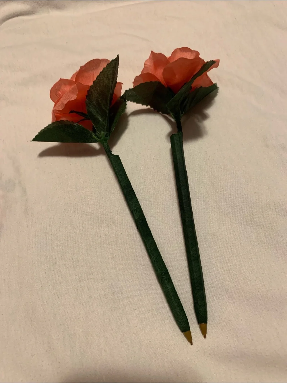 Decorative Coral Rose Stem Pens - Pack of 2